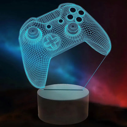 3D Illusion LED Night Lamp with Gaming Controller Design