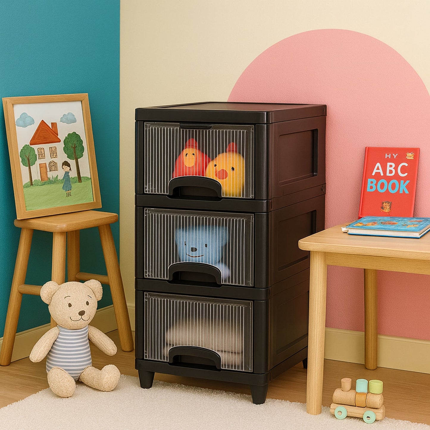 3-Layer Plastic Storage Drawer Cabinet