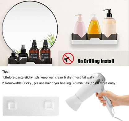 Adhesive Storage Rack, Wall Mounted Plastic Shelf Organizer for Bathroom(pack of 1)