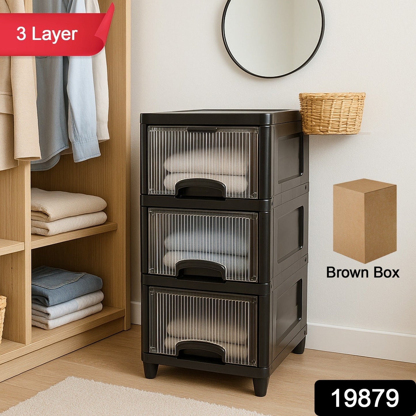 3-Layer Plastic Storage Drawer Cabinet