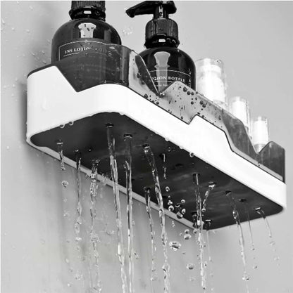 Adhesive Storage Rack, Wall Mounted Plastic Shelf Organizer for Bathroom(pack of 1)