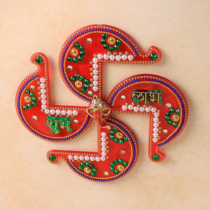 Acrylic Swastik Shubh Labh Wall Hanging (1 Pc)