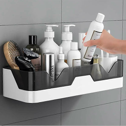 Adhesive Storage Rack, Wall Mounted Plastic Shelf Organizer for Bathroom(pack of 1)