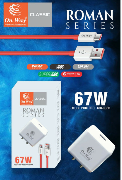 67W SUPER FAST ROMAN SERIES TYPE C CHARGER ONWAY